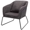 Image de Fauteuil tissu velours cotelé gris anthracite - MACABANE - ALBANE - Vintage - 1 place - Non déhoussable