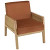 Image de MACABANE AGATHE - Fauteuil pieds bois accoudoirs rotin et velours orange
