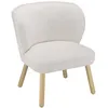 Image de MACABANE AGATHE - Fauteuil pieds en bois et en tissu bouclette blanc