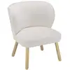 Image de Agathe - fauteuil pieds en bois et en tissu bouclette blanc