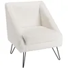 Image de MACABANE AGATHE - Fauteuil tissu bouclette blanc pieds épingles métal noir