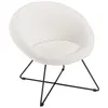 Image de MACABANE AGATHE - Fauteuil tissu bouclette blanc pieds croisés métal noir