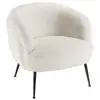 Image de Agathe - fauteuil cosy tissu bouclette blanc pieds métal noir