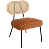 Image de MACABANE AGATHE - Fauteuil métal noir dossier rotin et assise velours orange