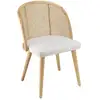 Image de Agathe - chaise bois d'hévéa dossier arrondi rotin assise tissu blanc