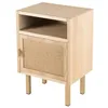 Image de MACABANE ADELE - Chevet 1 niche 1 porte toile de jute pieds métal doré