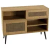 Image de MACABANE CHARLIE - Buffet bois bas 3 niches 2 portes effet cannage marron