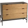 Image de MACABANE CHARLIE - Commode bois marron et noire 3 tiroirs Pin pieds métal
