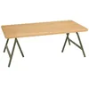 Image de MACABANE HELENA - Table basse plateau en bois pin pieds tréteaux en métal vert