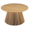 Image de MACABANE SYA - Table basse ronde D80 décor et chêne naturel pied à motif strié