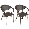 Image de MACABANE VIANNEY - Lot de 2 chaises de jardin bistrot en acier textilène marron