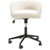 Image de Mina - chaise de bureau à roulettes en tissu écru dossier ouvert