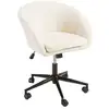 Image de Mina - chaise de bureau à roulettes en tissu écru dossier arrondi
