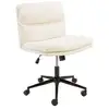 Image de Mina - chaise de bureau à roulettes en tissu écru dossier carré