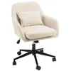 Image de MACABANE MINA - Chaise de bureau à roulettes en tissu beige dossier carré