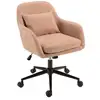Image de Mina - chaise de bureau à roulettes en tissu rose dossier carré