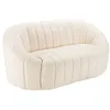 Image de MACABANE LEOPOLD - Canapé coquillage 2 places en tissu bouclette blanc