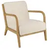 Image de Pierre - fauteuil bas tissu bouclette blanc et accoudoirs bois