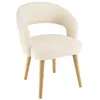 Image de MACABANE PIERRE - Chaise en tissu bouclette écru dossier ouvert pieds en bois