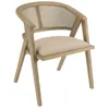 Image de MACABANE PIERRE - Chaise en bois assise tissu couleur beige dossier cannage