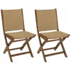 Image de MACABANE VICK - Lot de 2 chaises pliantes en bois dacacia huilé et rotin