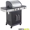 Image de COOKIN GARDEN Barbecue à gaz FIDGI 3 - 3 feux + Side - 115 kw - L 122 × l 57× H 112cm - Surface de cuisson: 575x42 cm - Noir