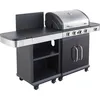 Image de Barbecue Gaz Fidgi + Desserte - Cookin Garden - Barbecue/Plancha à gaz - 4 Brûleurs - Thermomètre Capot - Puissance 145 Kw -