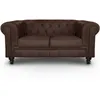Image de Canapé Chesterfield 2 places - MENZZO - Marron - Classique - Intemporel - Cuir - Fixe
