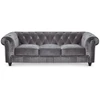 Image de Canapé Chesterfield 3 Places Velours Argenté Itish