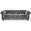 Image de Grand canapé 3 places chesterfield velours argent Grand