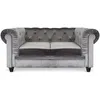 Image de Canapé Chesterfield Velours Argent - MENZZO - 2 places - Classique - Intemporel - Gris