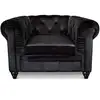 Image de Fauteuil Design Velours "chesterfield" 111cm Noir