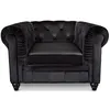 Image de Fauteuil Chesterfield MENZZO en velours Noir - Style Classique - Intemporel - Assise moelleuse