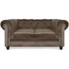 Image de Canapé 2 places Chesterfield en velours taupe - MENZZO - fixe - accoudoirs - style classique