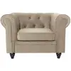 Image de Fauteuil Design Velours "chesterfield" 111cm Taupe