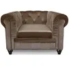 Image de Fauteuil - MENZZO - Chesterfield - Velours Taupe - 1 place - Style Classique