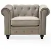 Image de Grand fauteuil chesterfield velours taupe Grand