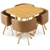 Image de MENZZO Table et chaises scandinaves Oslo Taupe - table à manger L90 x P90 x H75 cm