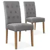 Image de Chaise Capitonnée Tissu Gris Cécilia - Lot De 2