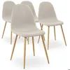 Image de Lot de 4 chaises scandinaves Gao Tissu Beige