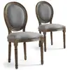 Image de Chaise Médaillon Bois Et Tissu Gris Louis Xvi - Lot De 2