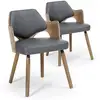 Image de Chaise Bois Naturel Et Simili Gris Diva - Lot De 2