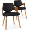 Image de Chaise Bois Naturel Et Simili Noir Diva - Lot De 2