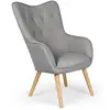 Image de Fauteuil Tissu Gris Et Pieds Bois Clair Kallyr