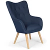 Image de Fauteuil Tissu Bleu Et Pieds Bois Clair Kallyr