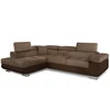 Image de Canapé D'angle Convertible Simili Cuir Et Tissu Marka-marron/marron Clair-angle Droit