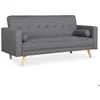 Image de Canapé convertible scandinave MENZZO Slow - Gris foncé - 3 personnes - Bois/Tissu - 140x200cm