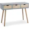 Image de Console Fixe 3 Tiroirs Naturel Et Gris Cekor