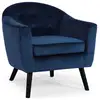 Image de Fauteuil Velours Bleu Et Pieds Bois Massif Noir Soxford
