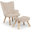 Image de Fauteuil Et Tabouret Tissu Beige Lilie